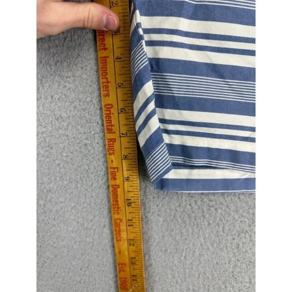 J. Crew Shorts Mens 32X9 Blue Striped Khakis Chino Flat Front NEW